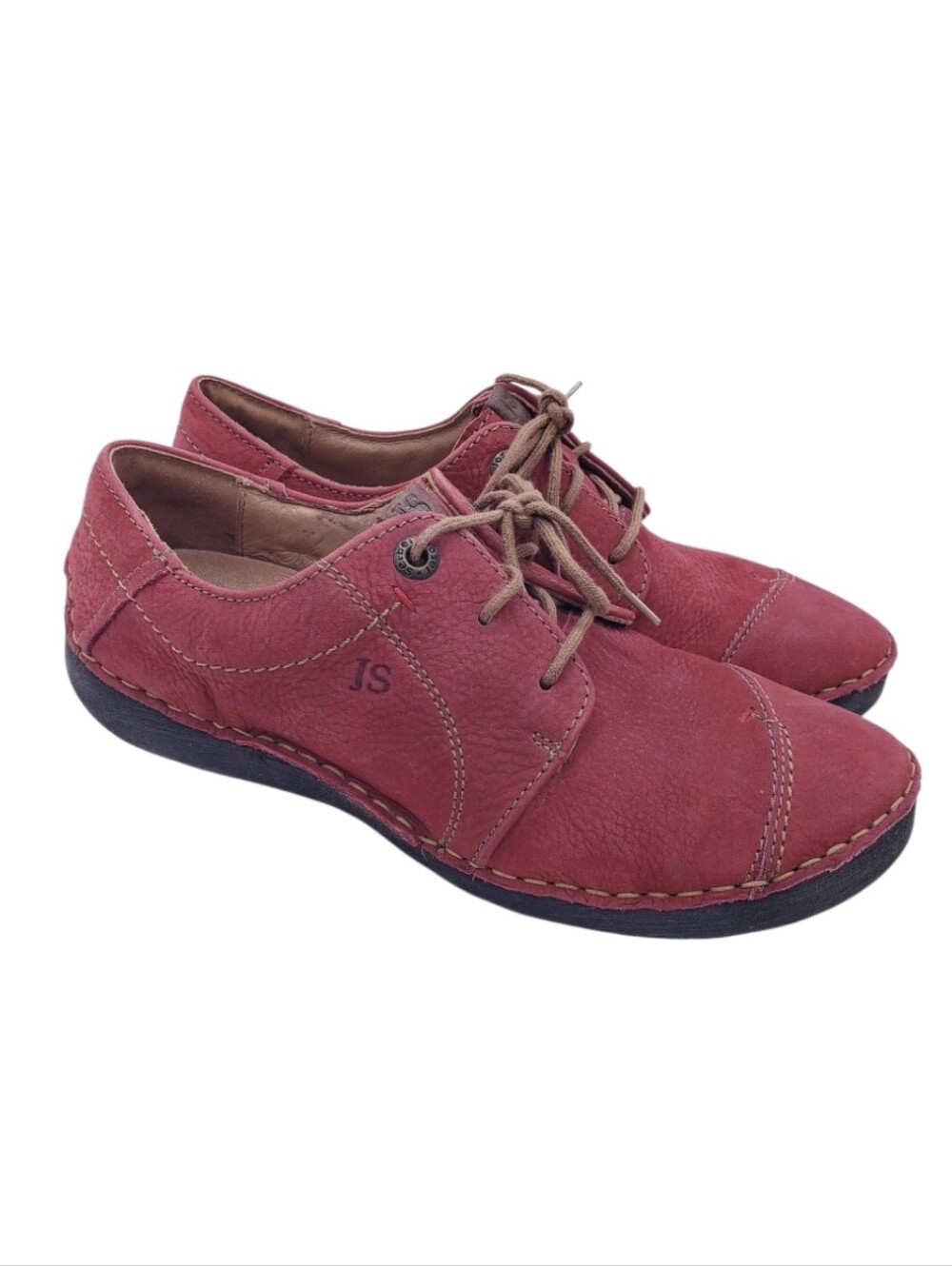 Josef Seibel Fergey 20 Red Nubuck Leather Lace Up Sneakers Women's Size EU 37
